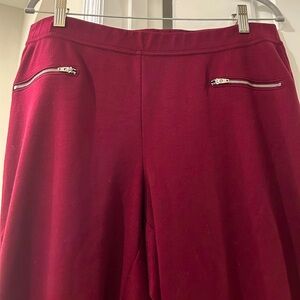 GAP Burgundy Stretch pull on pants, silver zippers, 17.5 waist and 38” length